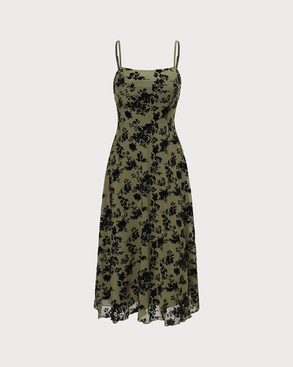 Helena | Damen Floral-Midikleid in A-Linie – Grün