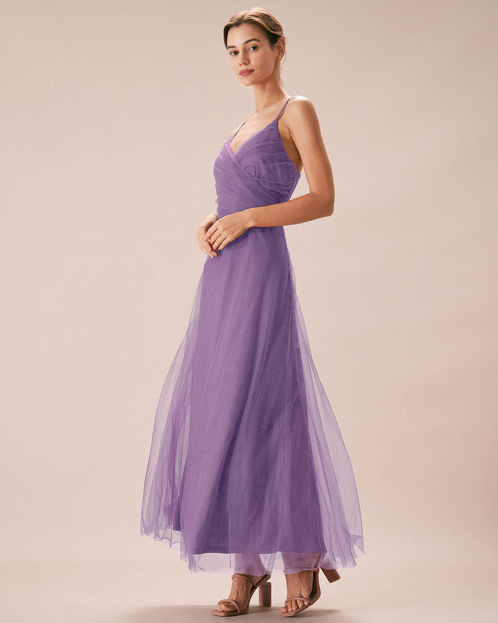Nola | Damen Mesh-Maxikleid – Violett