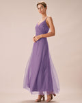 Nola | Damen Mesh-Maxikleid – Violett