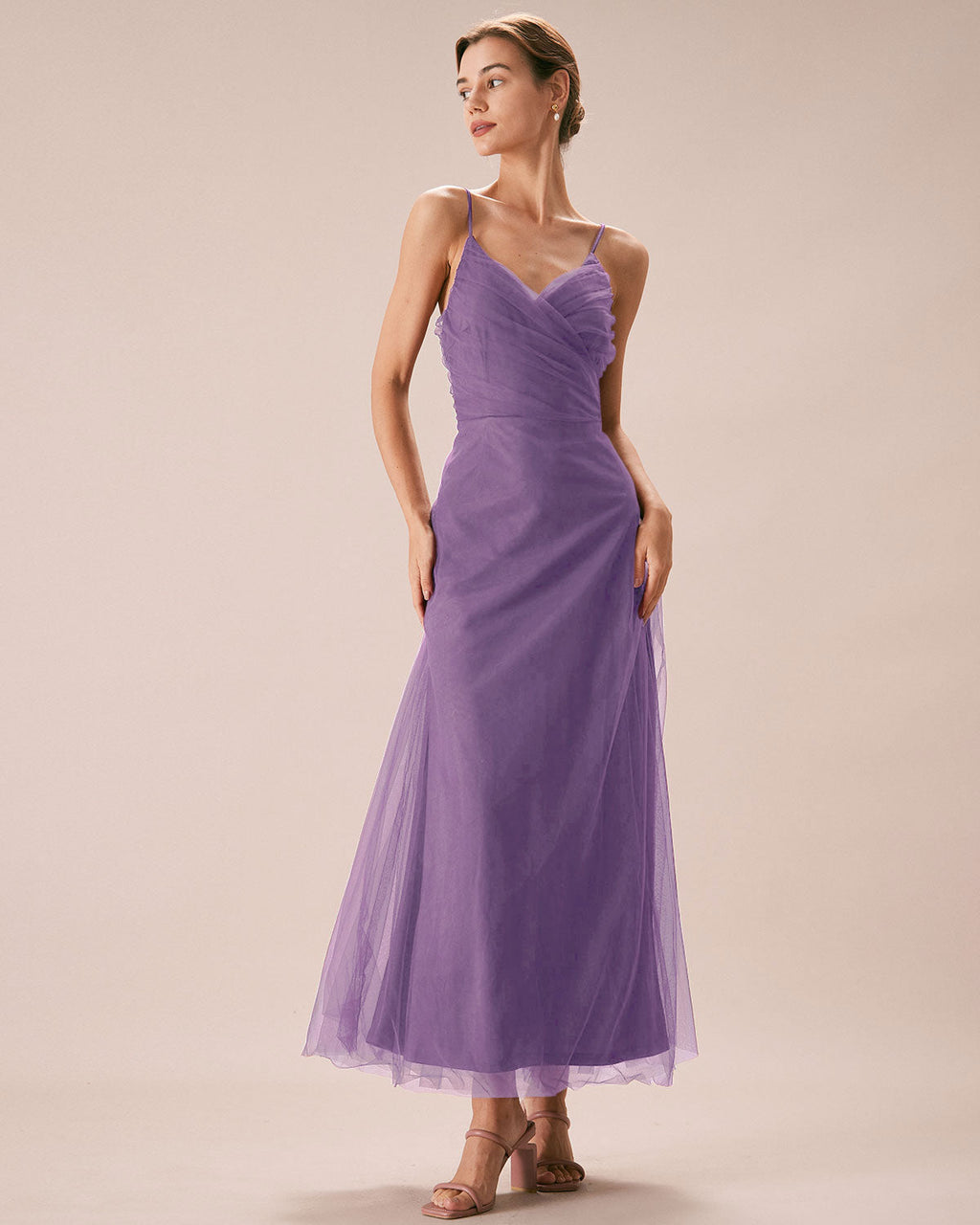 Nola | Damen Mesh-Maxikleid – Violett