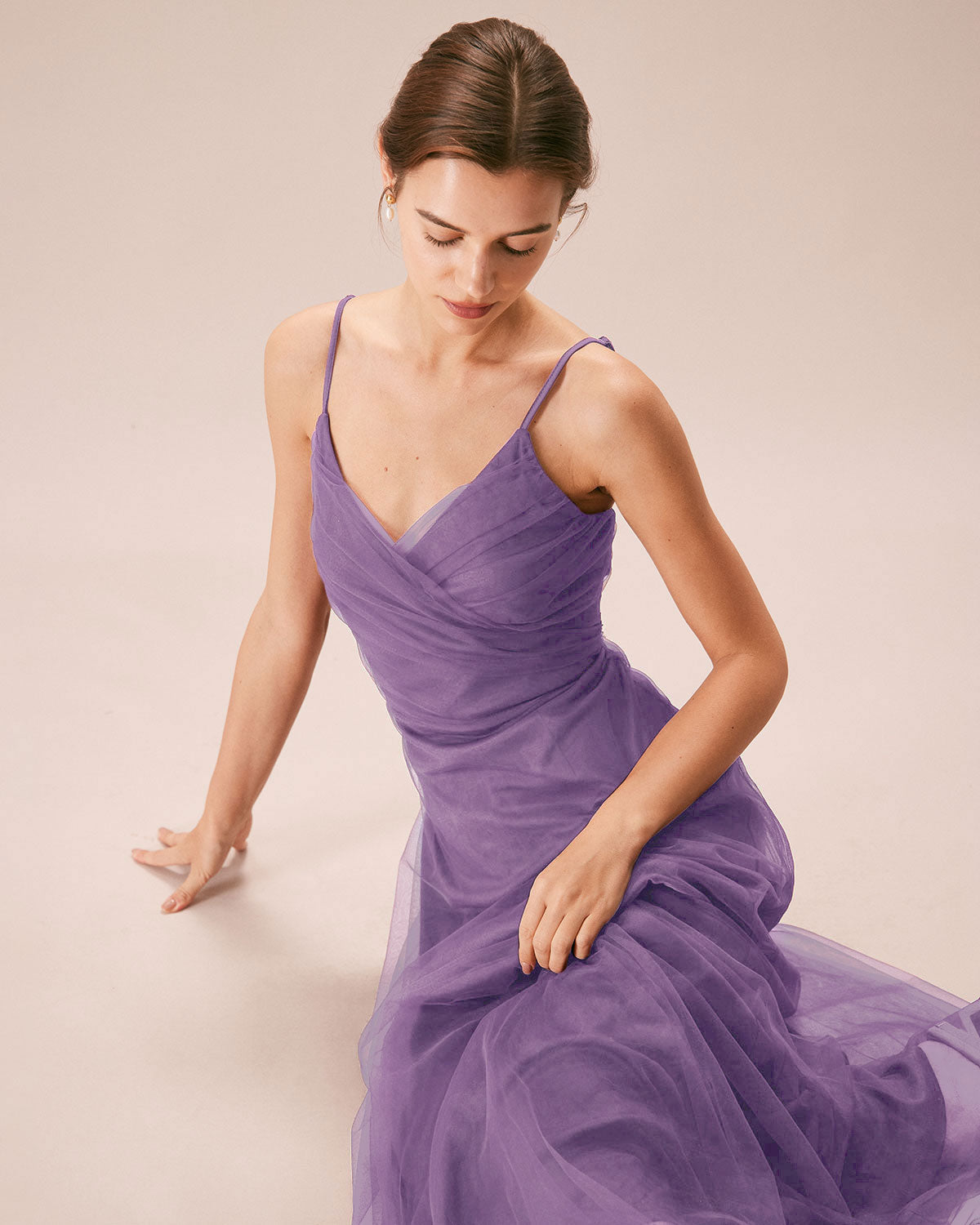 Nola | Damen Mesh-Maxikleid – Violett