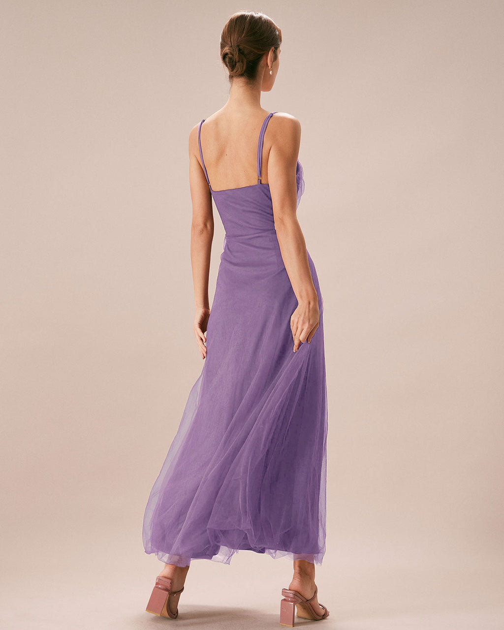 Nola | Damen Mesh-Maxikleid – Violett