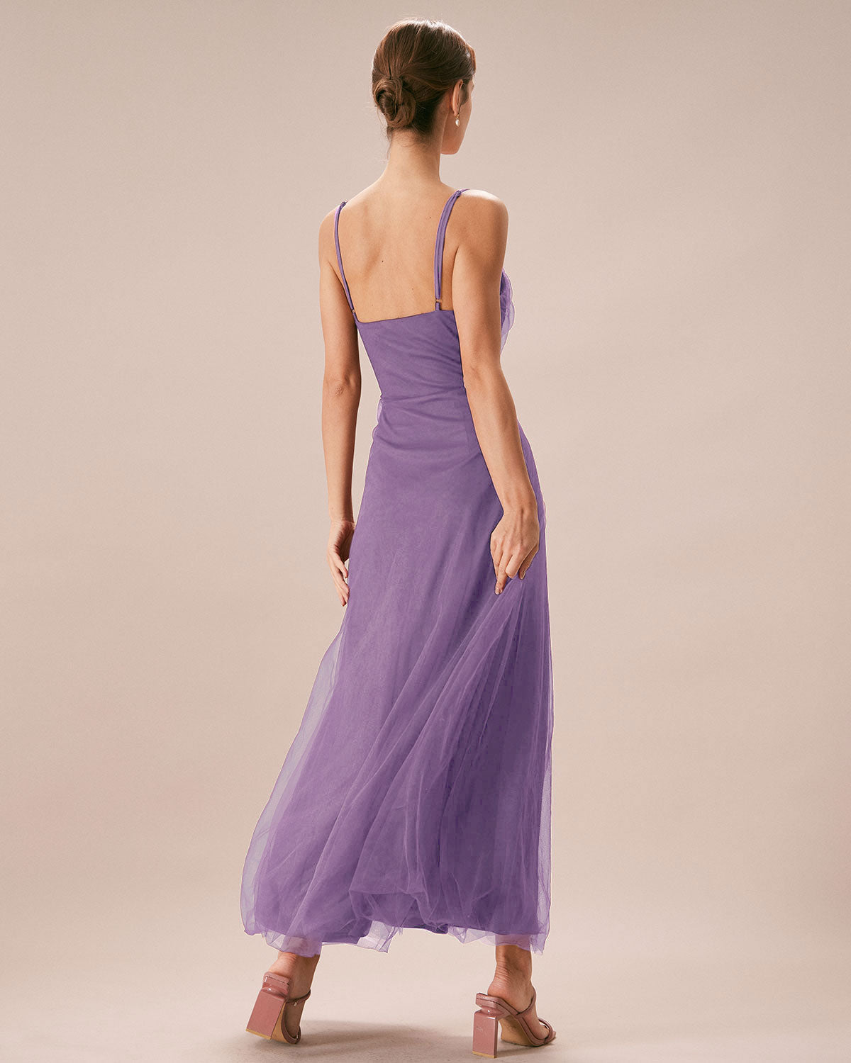 Nola | Damen Mesh-Maxikleid – Violett