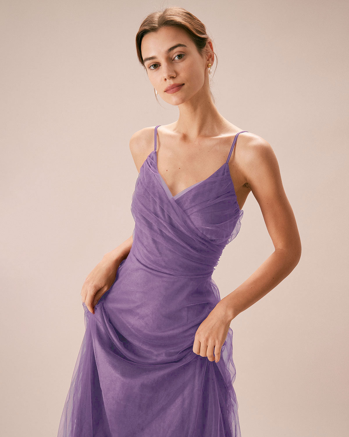 Nola | Damen Mesh-Maxikleid – Violett