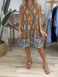 Eya | Damen Boho Kleid Ärmellos V-Ausschnitt Ethno Muster