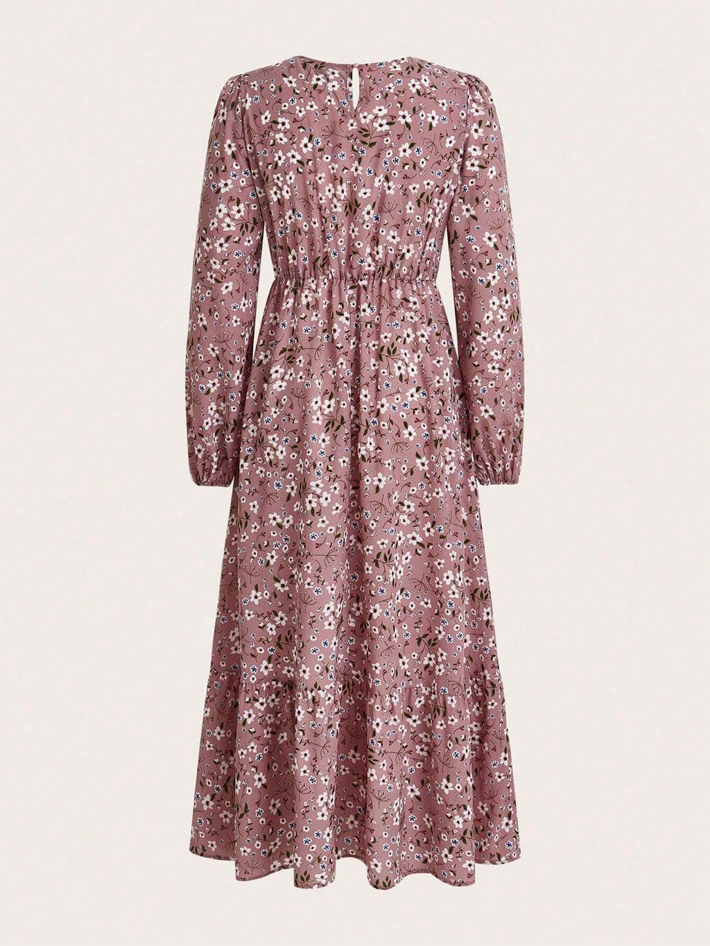 Flora | Damen Maxikleid Langarm Blumenmuster A-Linie Boho Herbstkleid