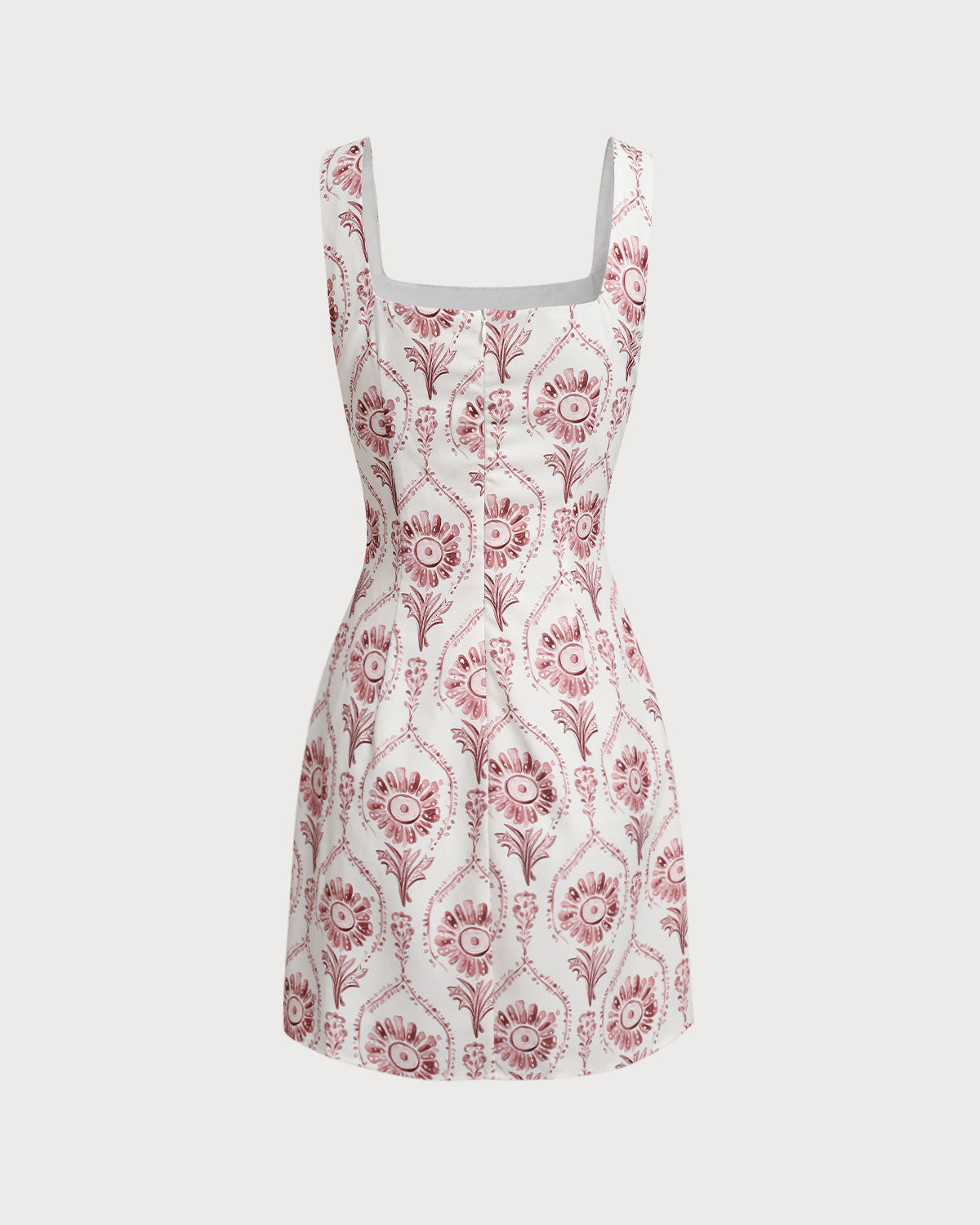 Eliana | Damen Floral-Minikleid mit Karree-Ausschnitt – Rosa