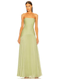 Jaide | Damen Trägerlos Abendkleid Maxi Plissee