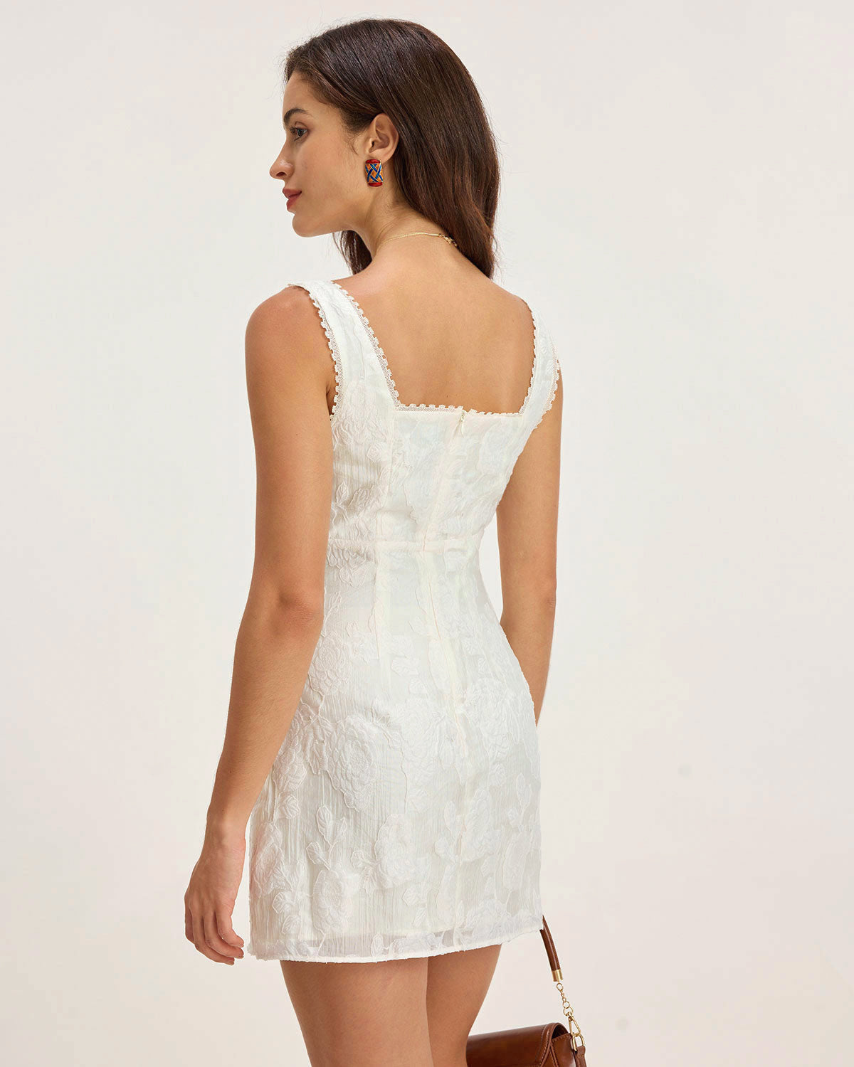 Valentina | Damen Minikleid mit Karree-Ausschnitt – Weiß