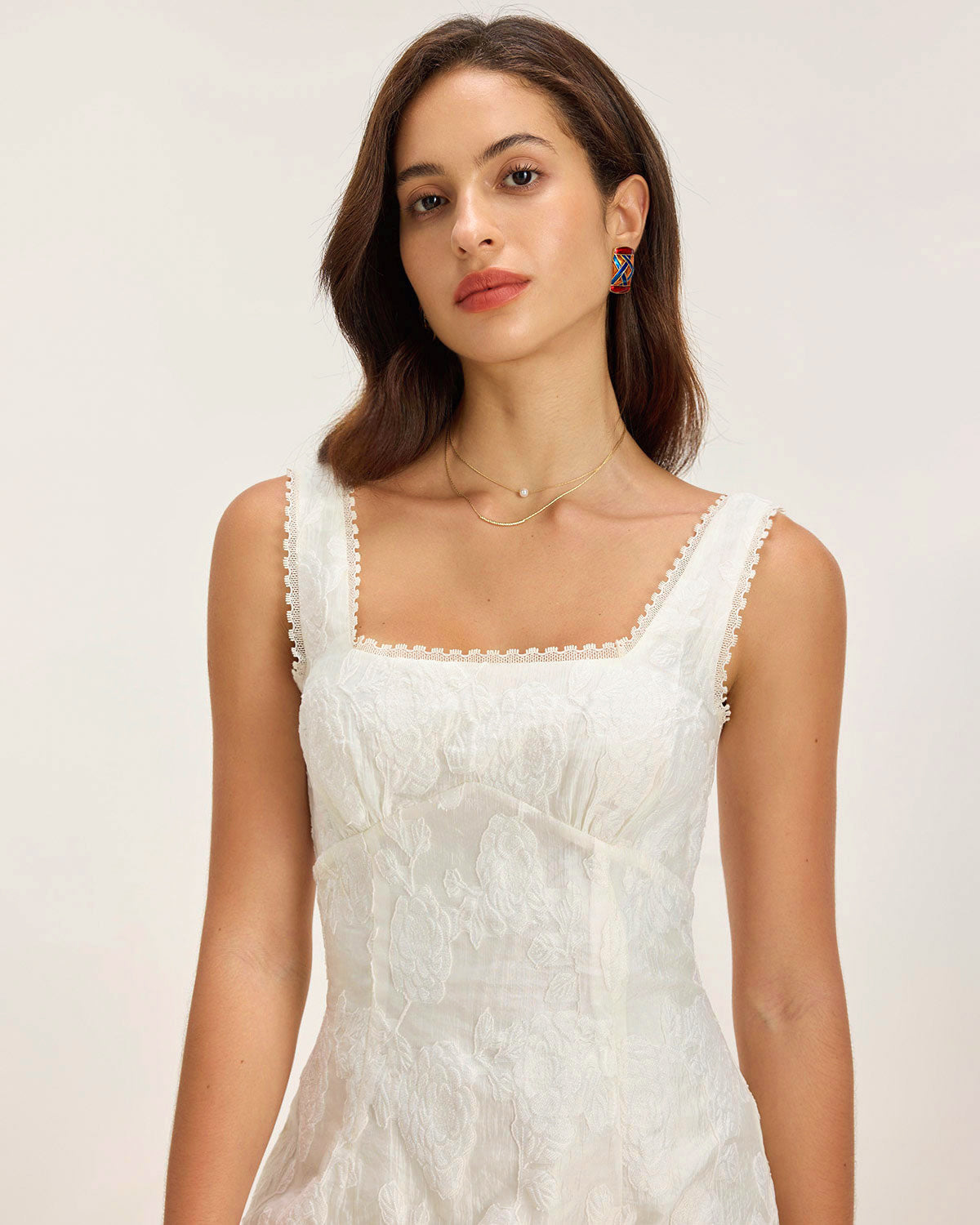 Valentina | Damen Minikleid mit Karree-Ausschnitt – Weiß