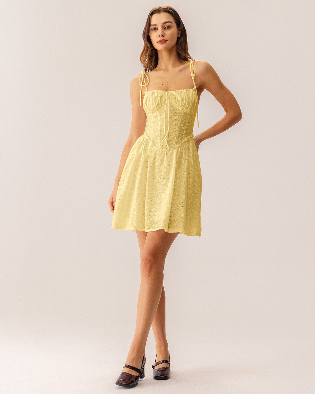Elodie | Damen Minikleid mit Corsage – Gelb
