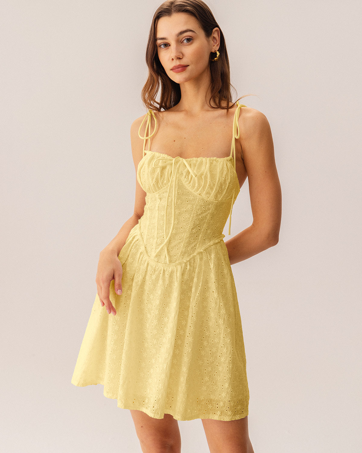 Elodie | Damen Minikleid mit Corsage – Gelb