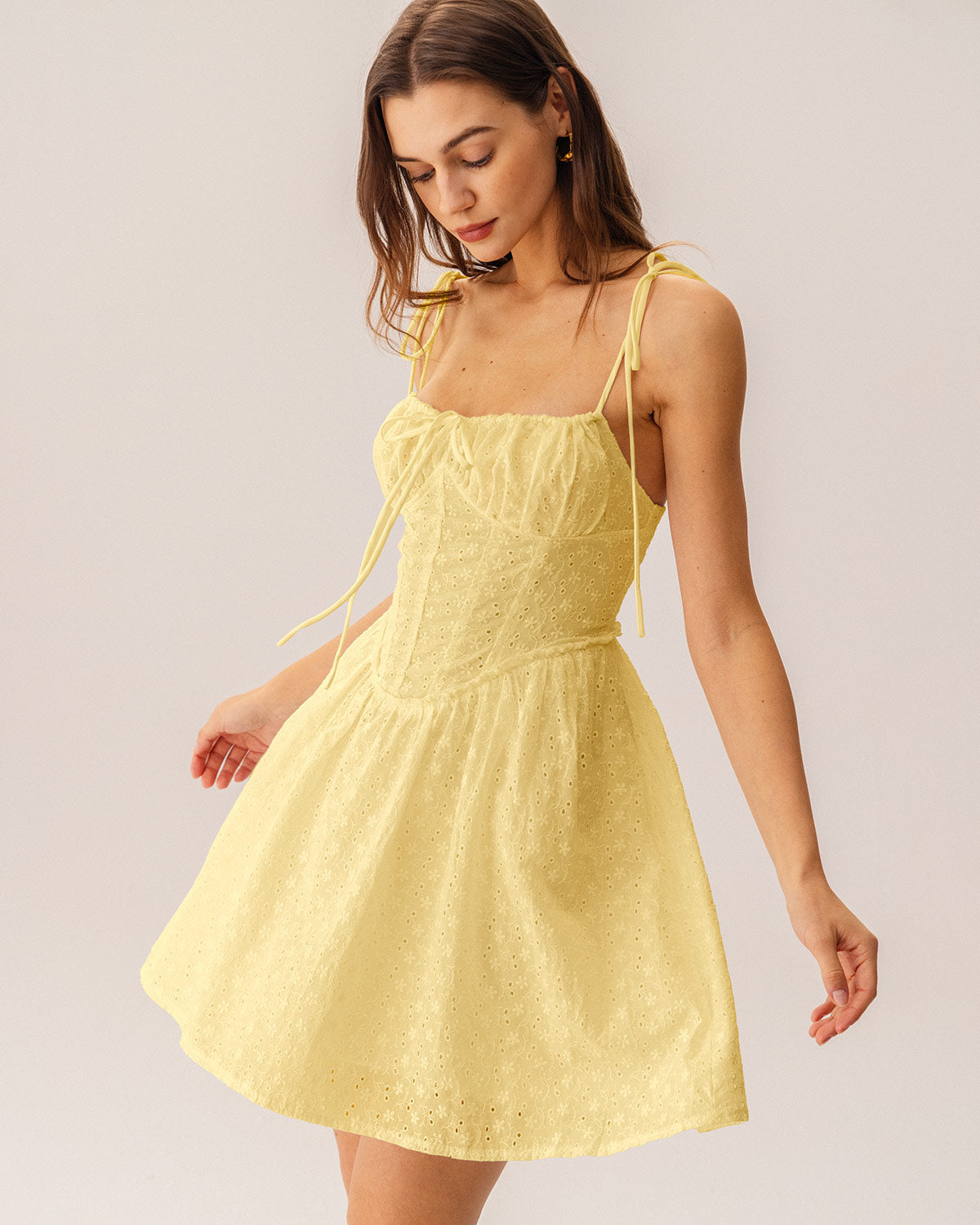 Elodie | Damen Minikleid mit Corsage – Gelb