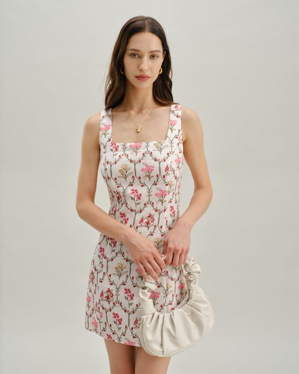 Juliette | Damen Floral-Minikleid mit Karree-Ausschnitt