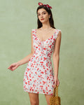 Esmée | Damen Floral-Minikleid mit V-Ausschnitt – Weiß