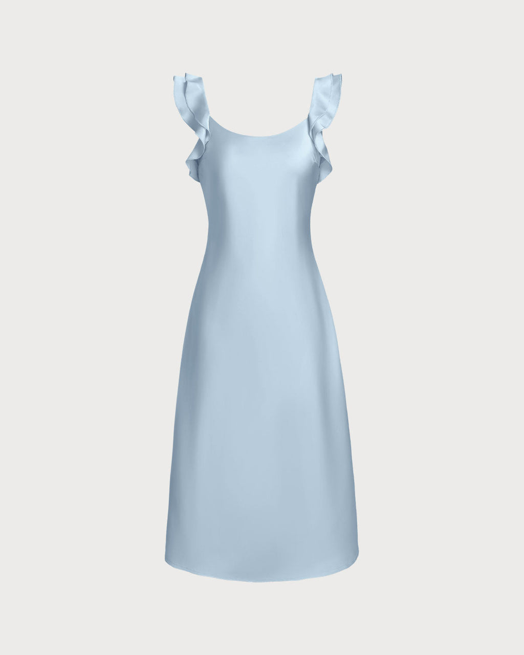 Elina | Damen Satin-Midikleid mit Karree-Ausschnitt – Blau