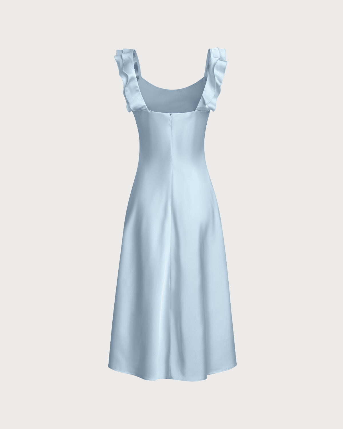 Elina | Damen Satin-Midikleid mit Karree-Ausschnitt – Blau