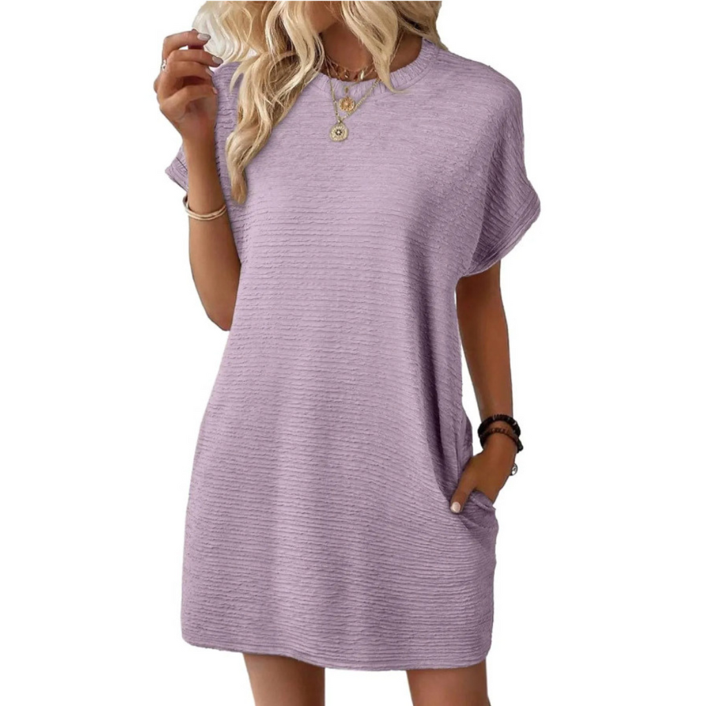 Clariss | Damen T-Shirt Kleid Kurzarm Rundhals Mini Sommer