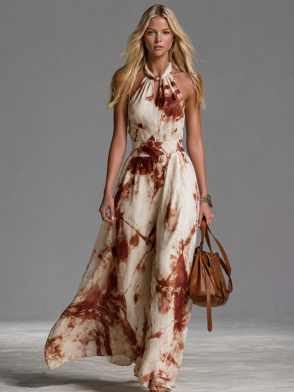 Ophelia | Damen Neckholder Paisley Maxikleid