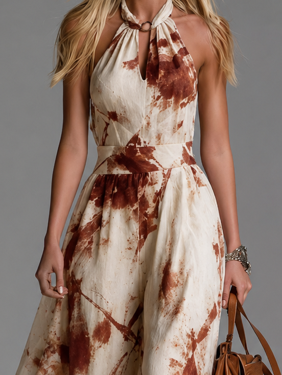 Ophelia | Damen Neckholder Paisley Maxikleid