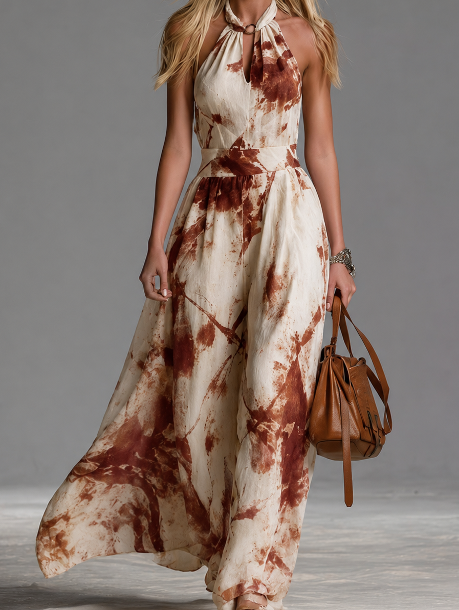Ophelia | Damen Neckholder Paisley Maxikleid