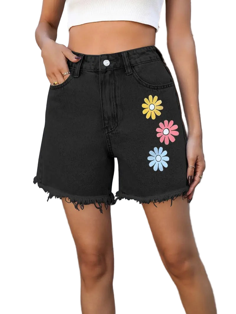 Damen Kurze Hose mit Blumenmuster