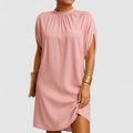 Losie | Damen Mini Kleid Fledermausärmel Stehkragen Schulterausschnitt