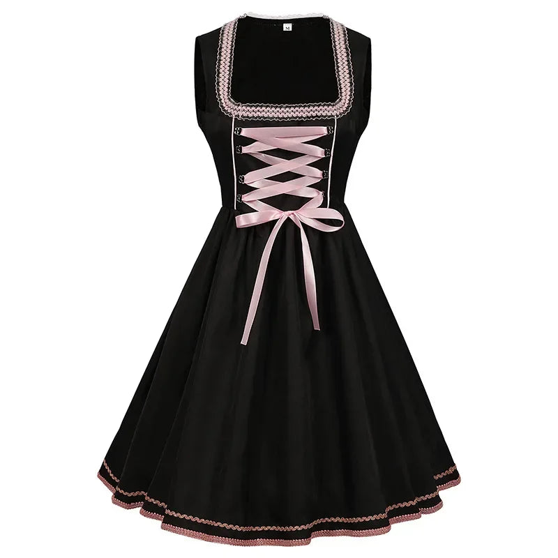 Theresa | Damen Dirndl mit Schnürung und Blumen Schürze