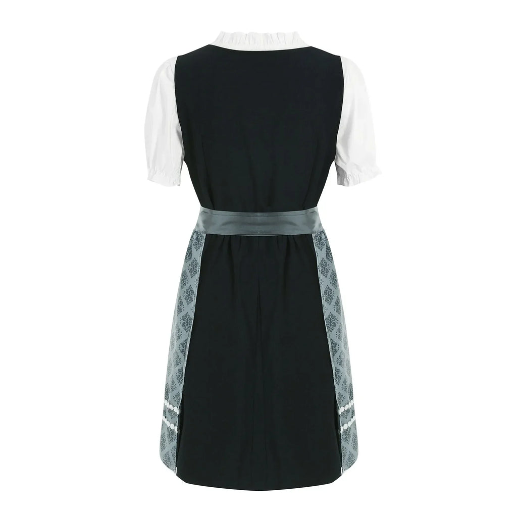 Kathrin | Damen Dirndl Dunkelgrau Spitzenschürze Trachtenkleid Set