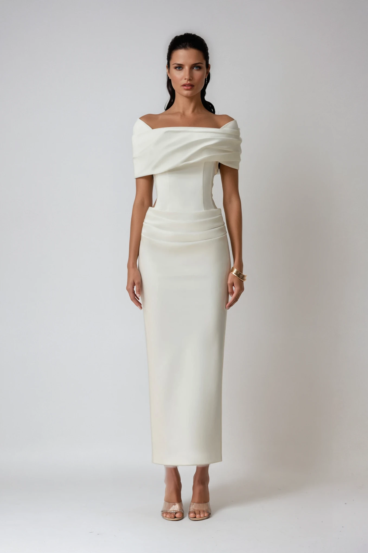 Aelinn | Damen Off-Shoulder Maxikleid figurbetont