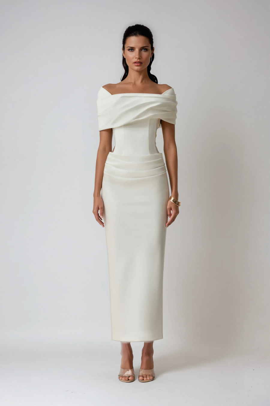 Aelinn | Damen Off-Shoulder Maxikleid figurbetont