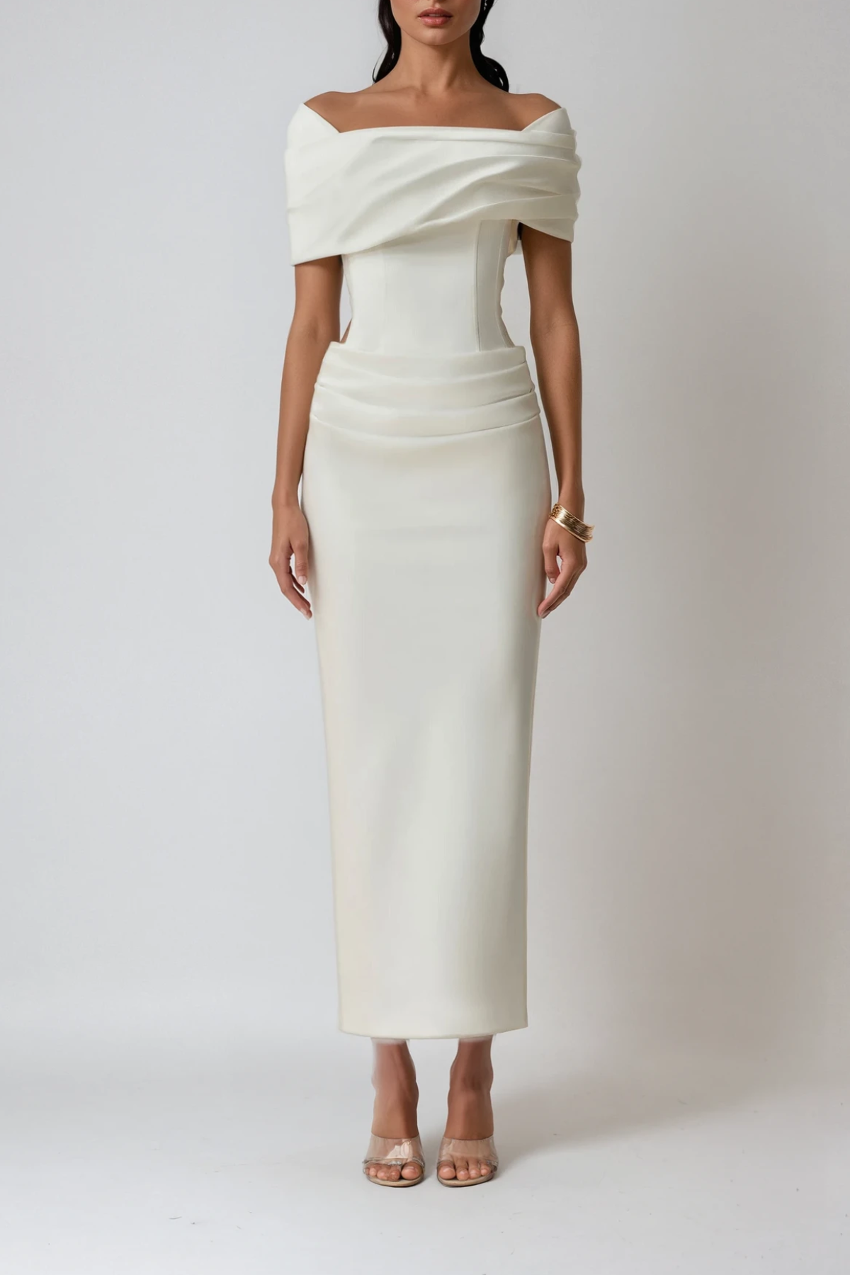 Aelinn | Damen Off-Shoulder Maxikleid figurbetont