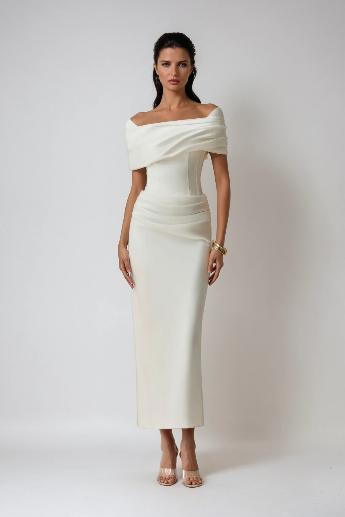Aelinn | Damen Off-Shoulder Maxikleid figurbetont
