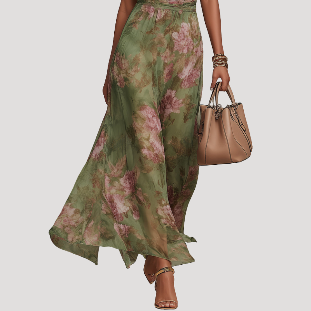 Amadea | Damen Neckholder Blumenkleid Maxikleid