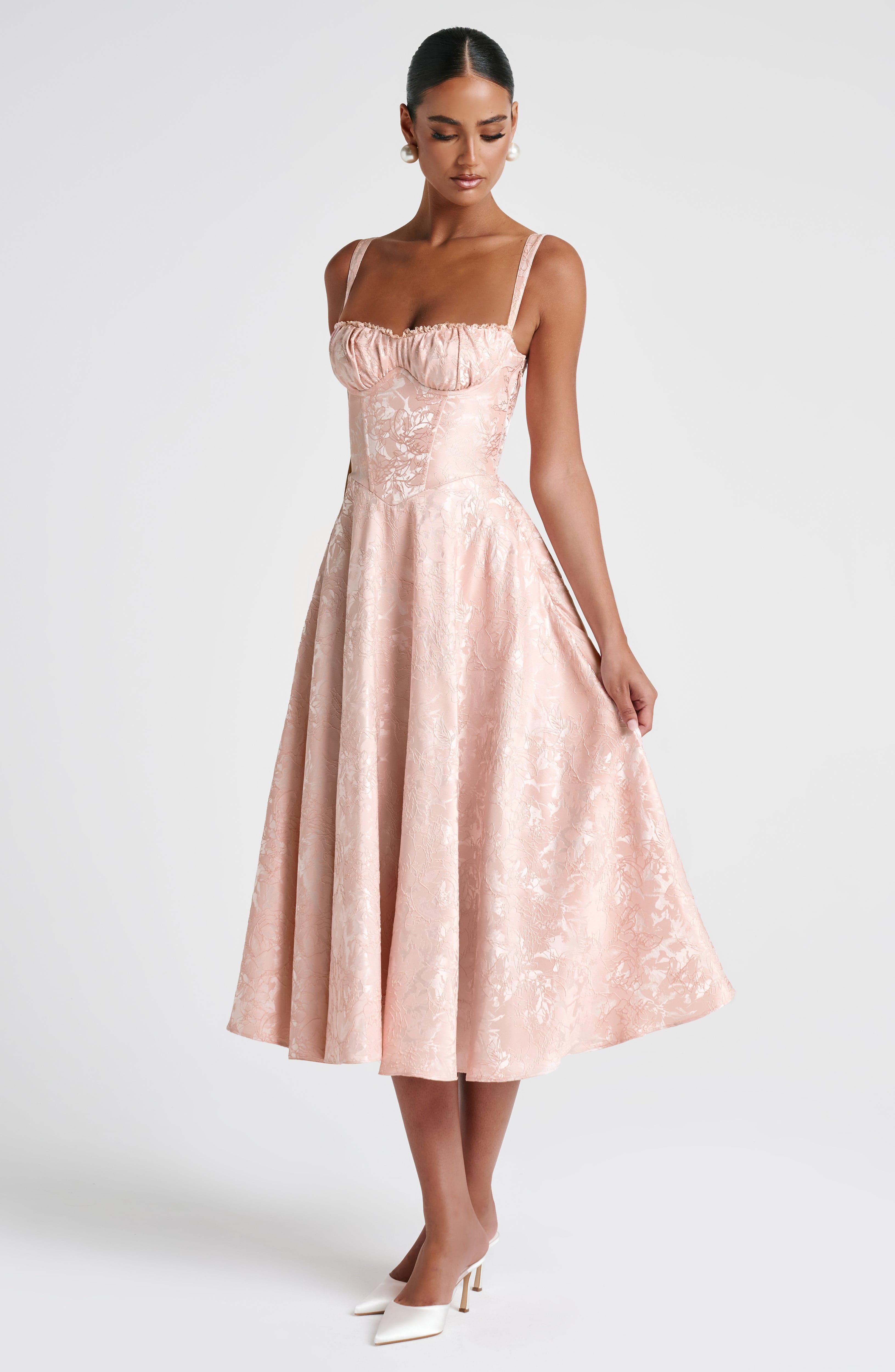 Ginevra | Damen Midikleid mit geformten Cups – Pfirsich