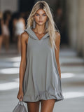 Annelore | Damen Ärmelloses Hoodie Mini Kleid