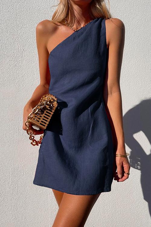 Annika | Damen One-Shoulder Minikleid Ärmellos