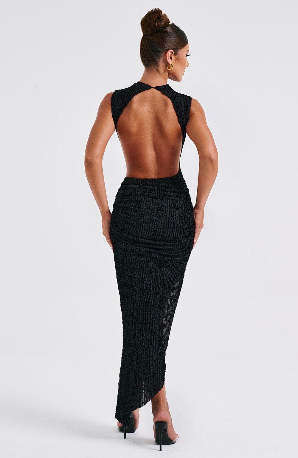 Sidonie | Damen Midikleid mit Cut-outs – Schwarz