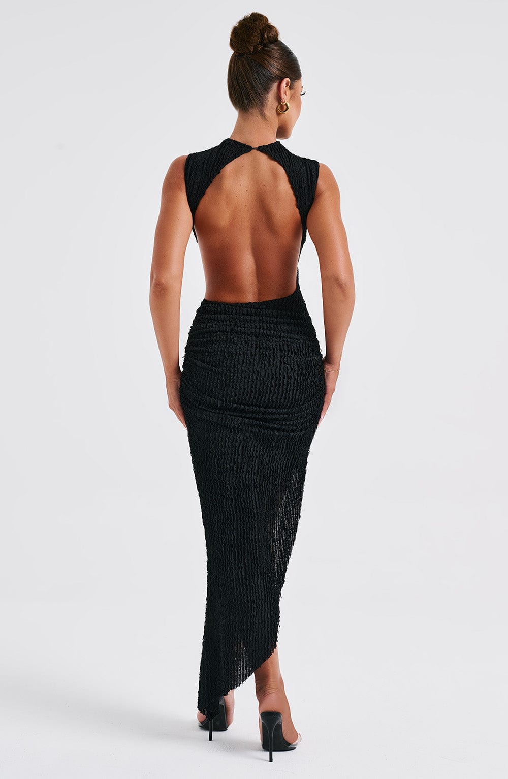 Sidonie | Damen Midikleid mit Cut-outs – Schwarz
