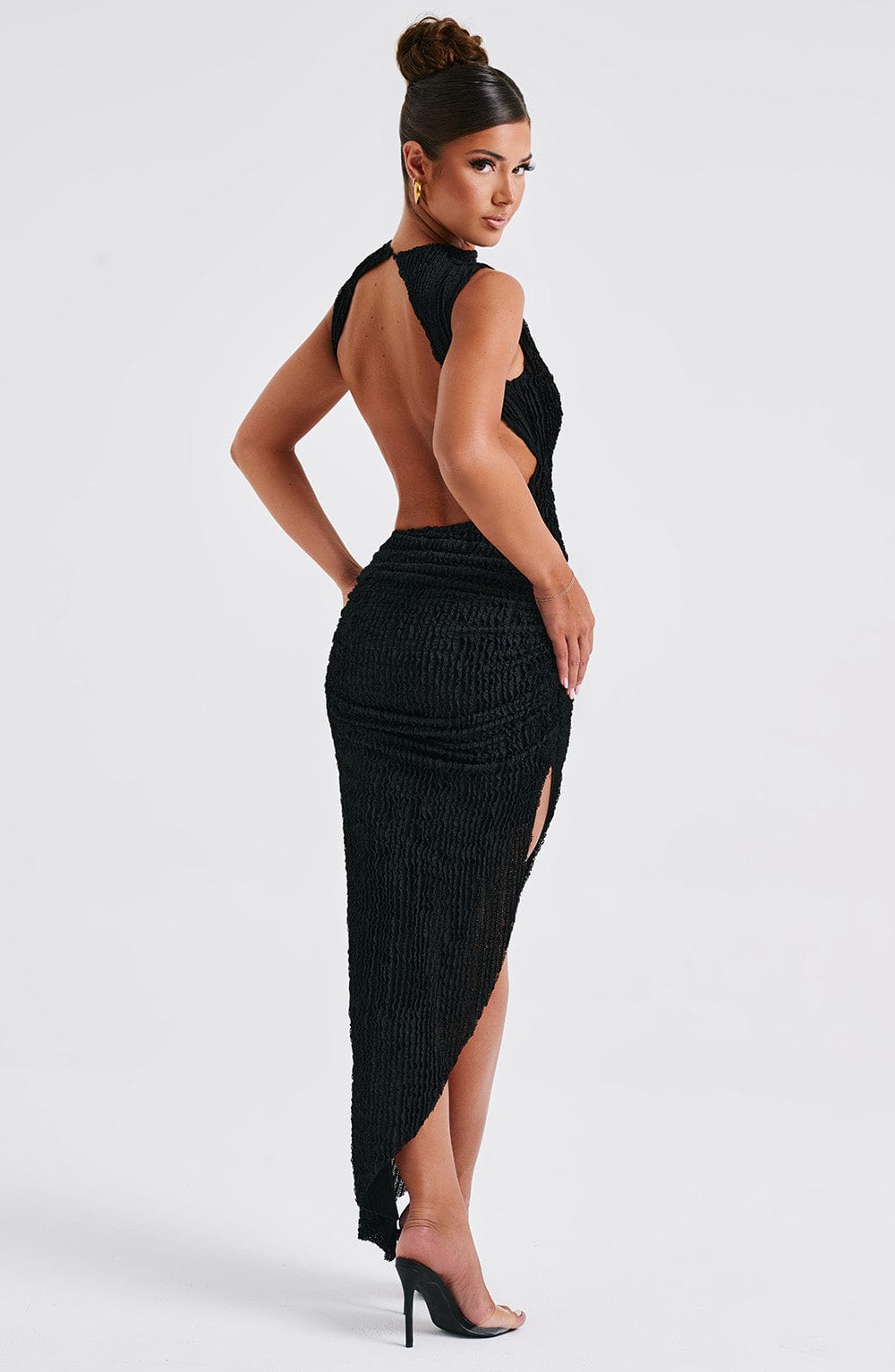 Sidonie | Damen Midikleid mit Cut-outs – Schwarz