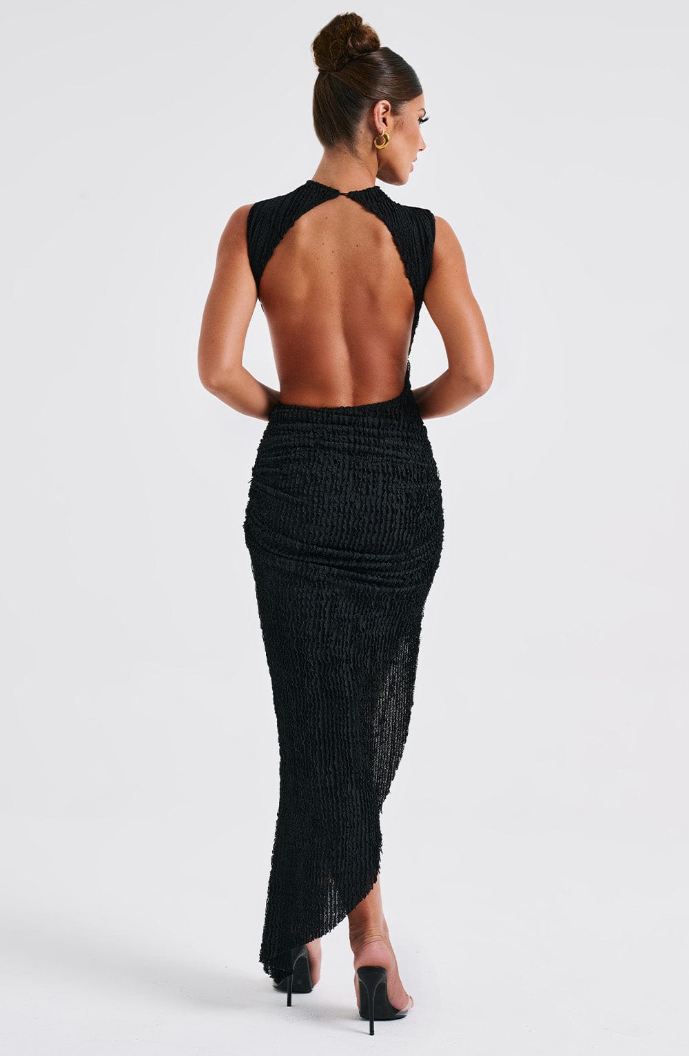 Sidonie | Damen Midikleid mit Cut-outs – Schwarz