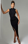 Sidonie | Damen Midikleid mit Cut-outs – Schwarz