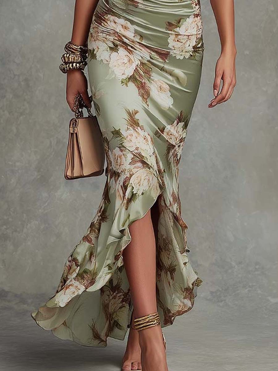 Apollonia | Damen Wickel Maxi Kleid mit Blumendruck
