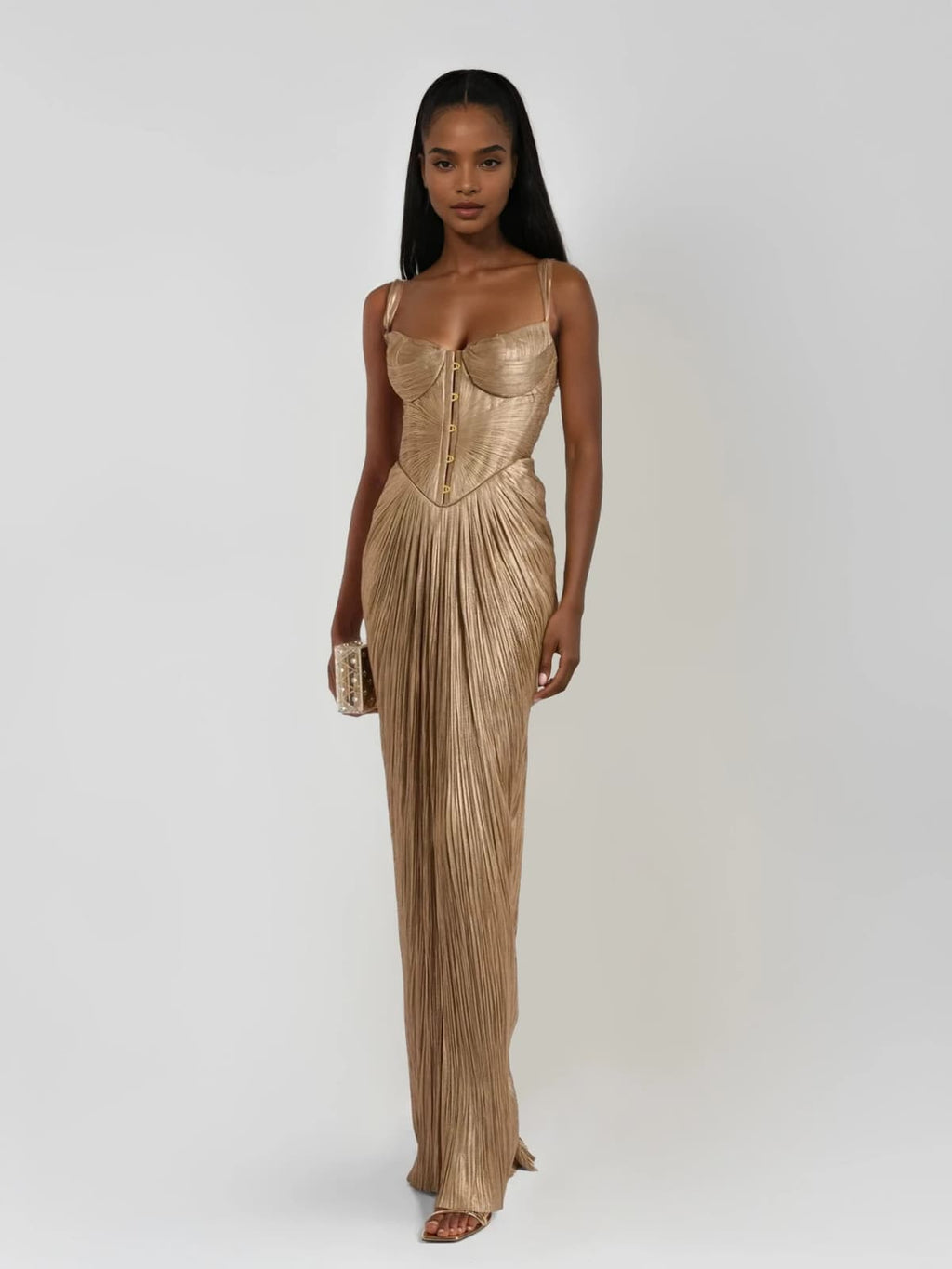 Astrid | Damen Korsett Abendkleid Maxi Plissee