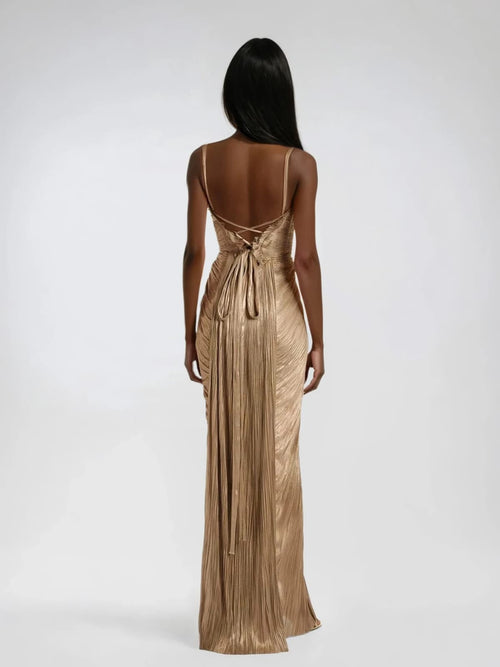 Astrid | Damen Korsett Abendkleid Maxi Plissee