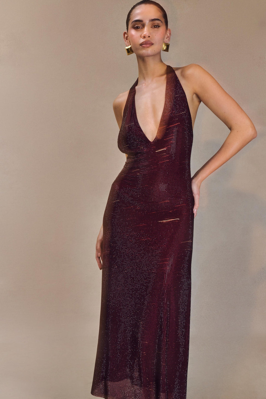 Damen Ballkleid mit Neckholder und Glänzender Verzierung