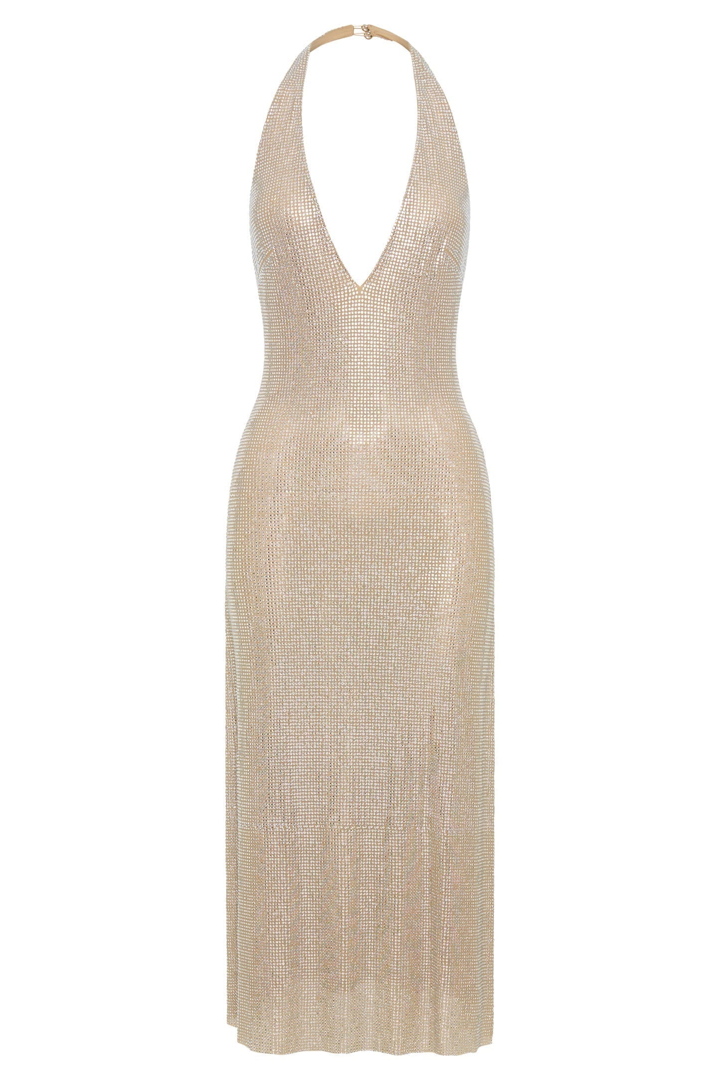 Damen Ballkleid mit Neckholder und Glänzender Verzierung
