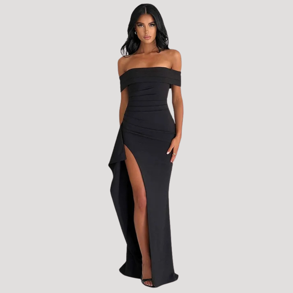 Benedikta | Damen Off Shoulder Elegantes Maxikleid