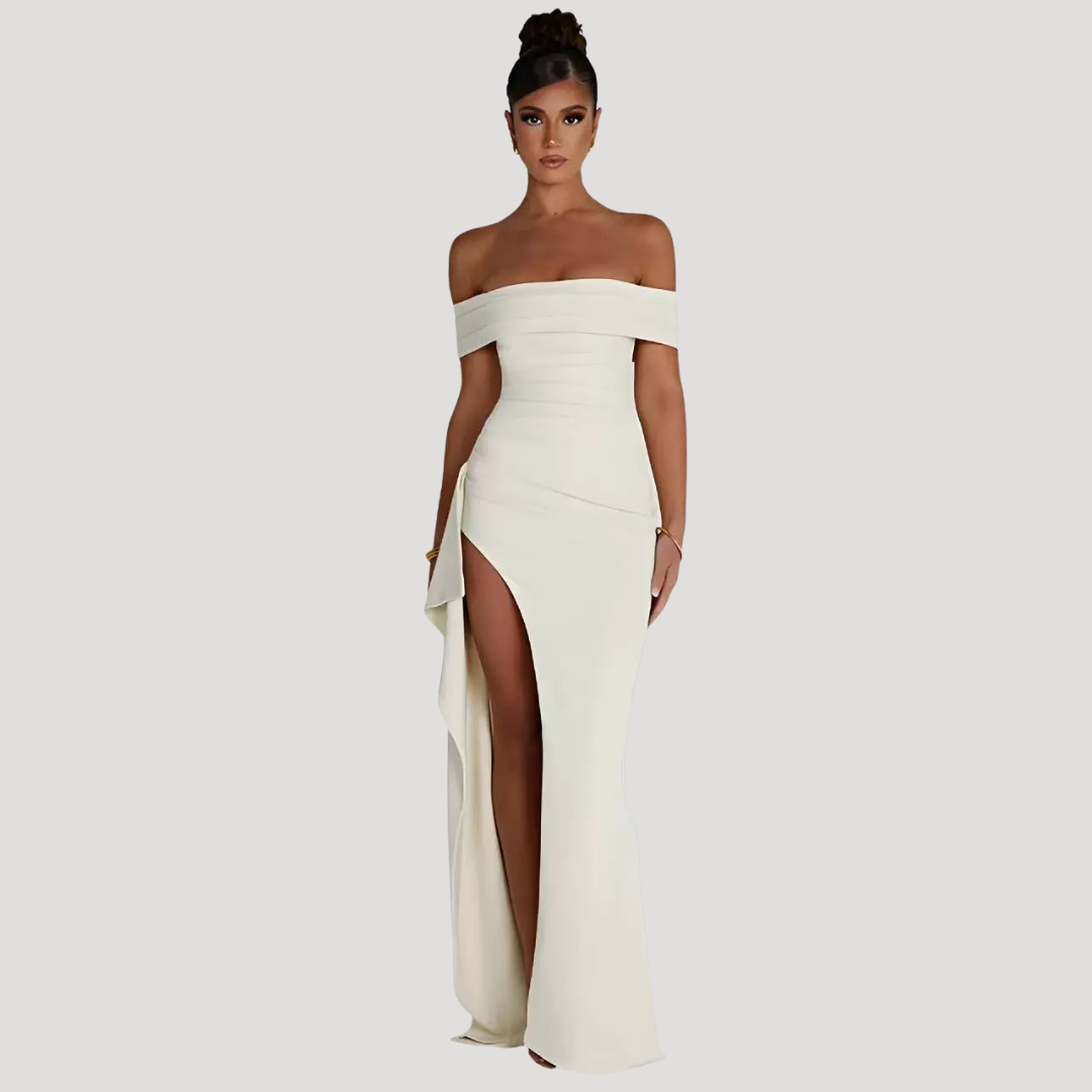 Benedikta | Damen Off Shoulder Elegantes Maxikleid