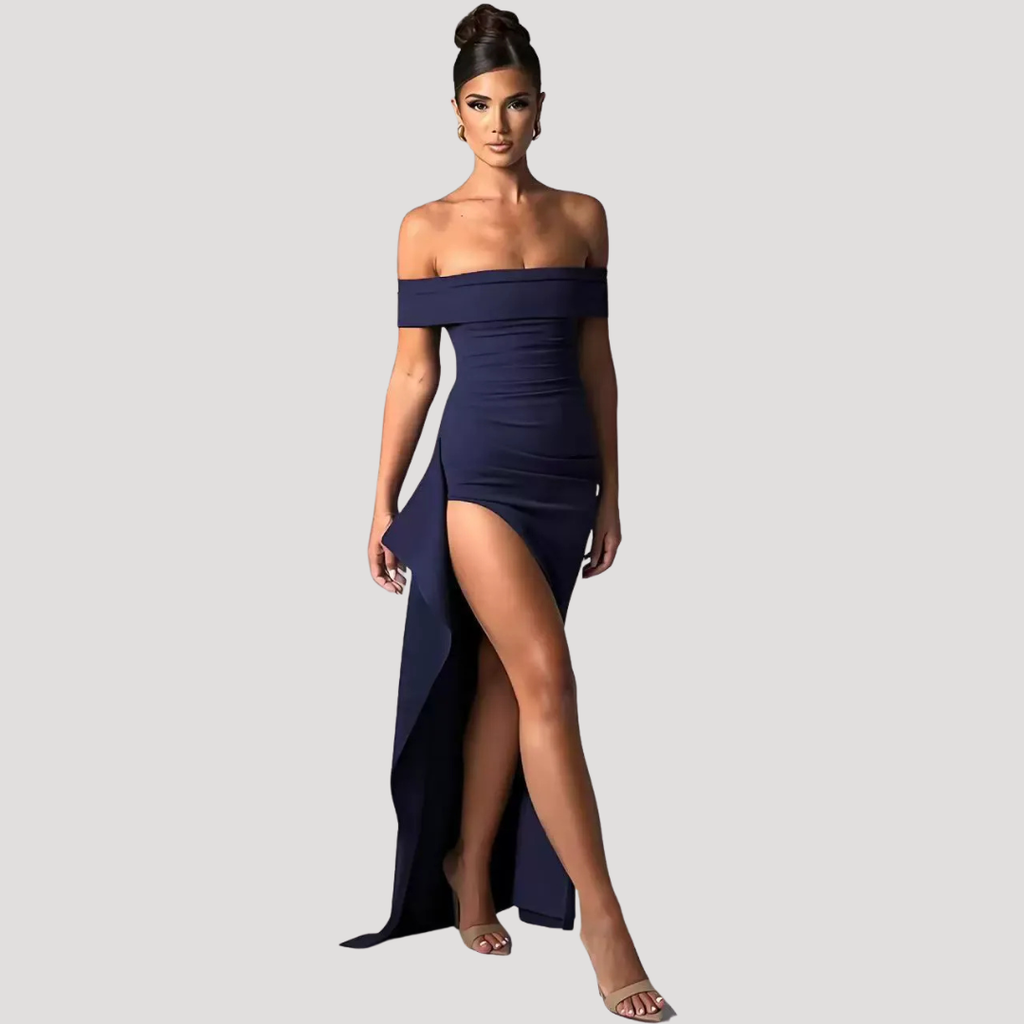 Benedikta | Damen Off Shoulder Elegantes Maxikleid